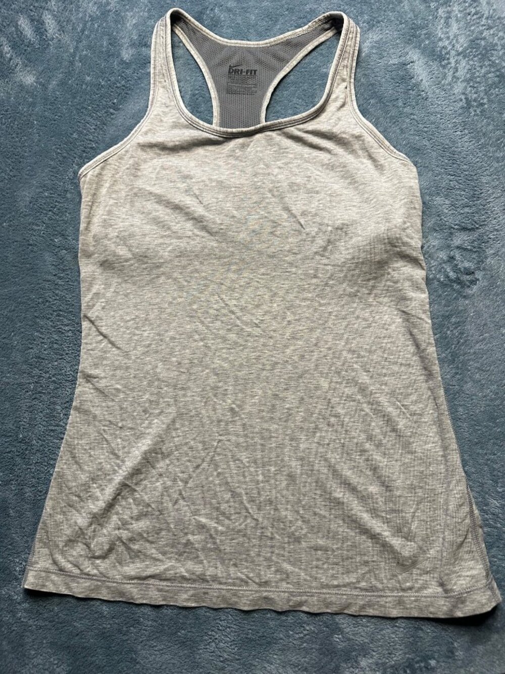 Nike Dri-Fit Heather Gray Racerback Athletic Built in Bra Tank Top